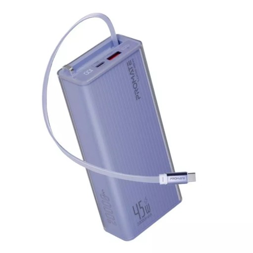 بنك طاقة بروميت بسعة 20000 مللي أمبير مع شحن سريع USB-C PD بقوة 45 واط، Promate 20000mAh Power Bank with 45W USB-C PD Fast Charging,
