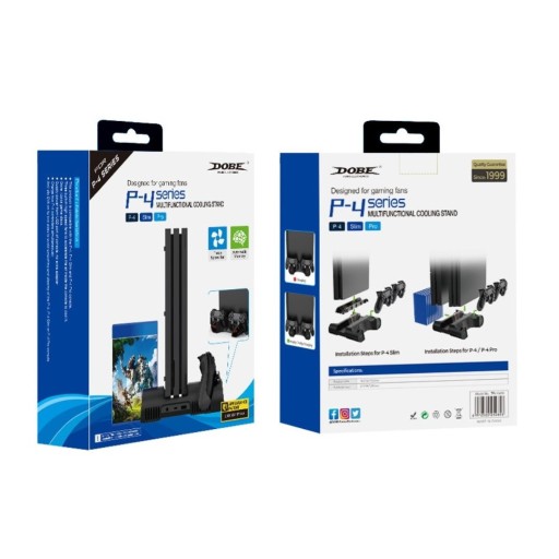 قاعدة تبريد وشحن متعددة الوظائف من DOBE لأجهزة بلايستيشن 4 (Fat / Slim / Pro) DOBE Multifunctional Cooling Stand for PS4 Series (TP4-0408)