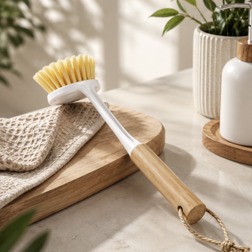 فرشاة تنظيف متعددة الاستخدامات بمقبض خشبي Long Handle Bamboo Cleaning Brush