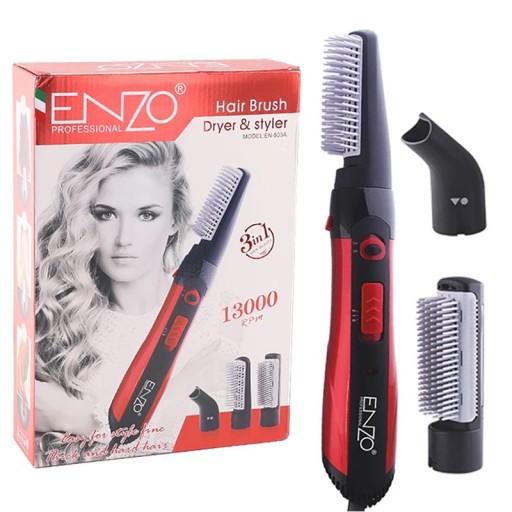 فرشاة تصفيف وتجفيف الشعر الاحترافية إنزو EN-503A 3 في 1 ENZO Professional Hair Brush Dryer & Styler EN-503A 3 in 1