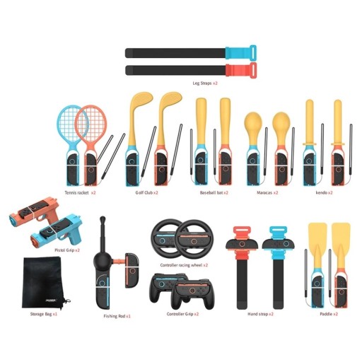 مجموعة ملحقات رياضية وتفاعلية متكاملة (24 في 1) من DOBE لجهاز نينتندو سويتش DOBE Motion Gaming Ultimate Bundle 24-in-1 Accessory Kit (TNS-0112)