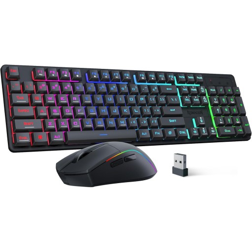 ريد راجون Redragon S107ks Rgb Wireless Gaming Keyboard And Mouse Combo wireless