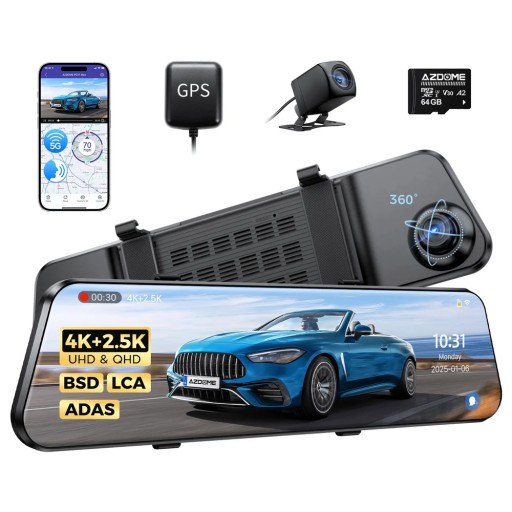 داش كام ازدوم PG17 MAX MIRROR 4K Dash cam azdome MIRROR  PG17 MAX 4K 2CH