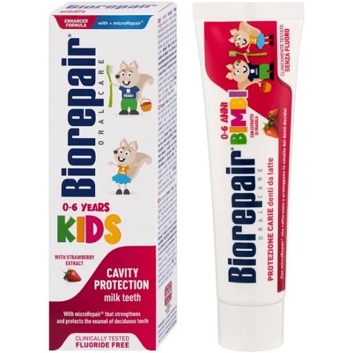 معجون أسنان بيوريبير للأطفال من عمر 0-6 سنوات بنكهة الفراولة 50 مل BIOREPAIR TOOTHPASTE KIDS 0-6 STRAWBERRY 50ML