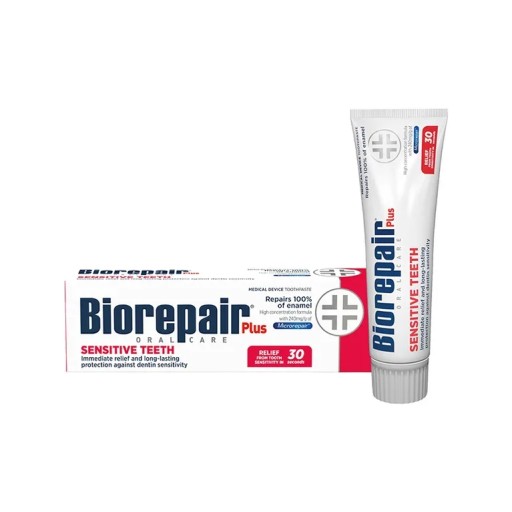 معجون أسنان بيوريبير بلس للأسنان الحساسة 75 مل BIOREPAIR TOOTHPAST PLUS SENSITIVE TEETH 75ML