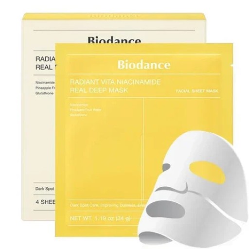 قناع بيودانس راديانت فيتا نياسيناميد ريل ديب، 4 قطع Biodance Radiant Vita Niacinamide Real Deep Mask 4 Pes - *