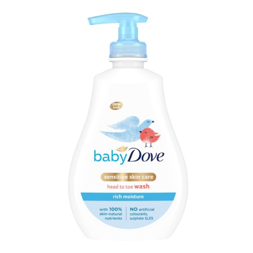 غسول الجسم بيبي دوف 400 مل BABY DOVE FRAGRANCE FREE HEAD TO TOE WASH 400 ML