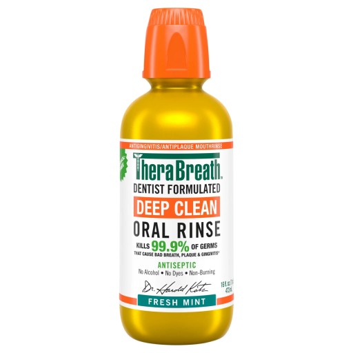غسول الفم ثيرا بريث ديب كلين بنكهة النعناع المنعش 473 مل TheraBreath Deep Clean Fresh Mint Oral Rinse 473 ml