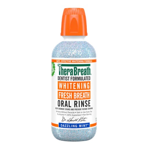 غسول فم مبيض بنكهة النعناع المنعش 473 مل TheraBreath Whitening Fresh Breath Oral Rinse Dazzling Mint 473ml