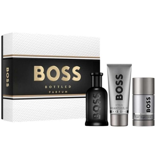 مجموعة هوغو بوس بوس المعبأة (للرجال) عطر 100 مل + غسول 100 مل + مزيل عرق 75 مل HUGO BOSS BOSS BOTTLED (M) SET PARFUM100ML + SG 100ML + DEODORANT STICK 75ML