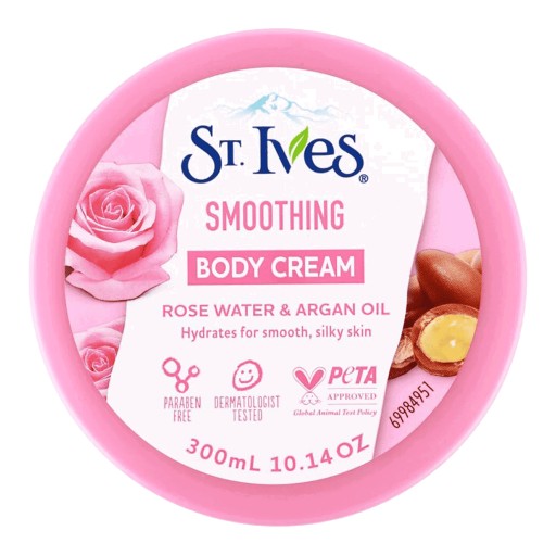 كريم مرطب للجسم بخلاصة ماء الورد وزيت الأرغان 300 مل Smoothing Body Cream (Rose Water & Argan Oil) 300 ml