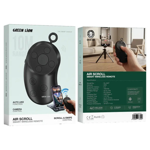 ريموت تحكم لاسلكي ذكي Green Lion Air Scroll - أسود Green Lion Air Scroll Smart Wireless Remote - Black