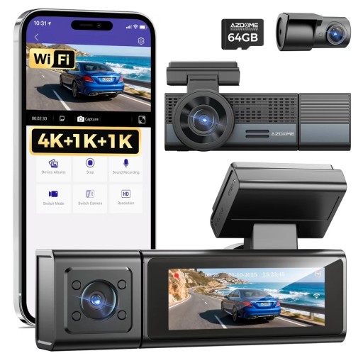 داش كام ازدوم M500 4K مع رام 64 جيجابايت Dash cam Azdome M500 3CH 4K WITH TF CARD 64GB