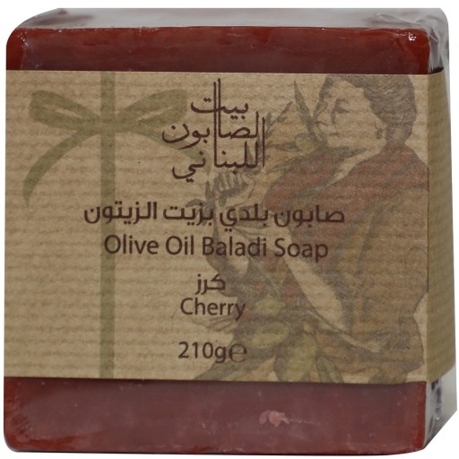 صابون زيت الزيتون البلدي بالكرز 210 غم Olive Oil Baladi Soap Cherry 210 g