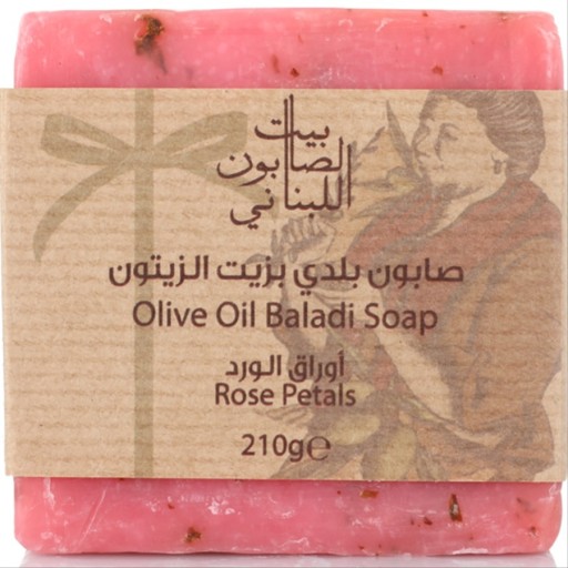 صابون بزيت الزيتون البلدي وبتلات الورد 210 غم Olive Oil Baladi Soap Rose Petals 210 g