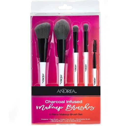 مجموعة فرش مكياج غنية بالفحم 5 قطع Charcoal Infused Makeup Brush Set 5 PCS