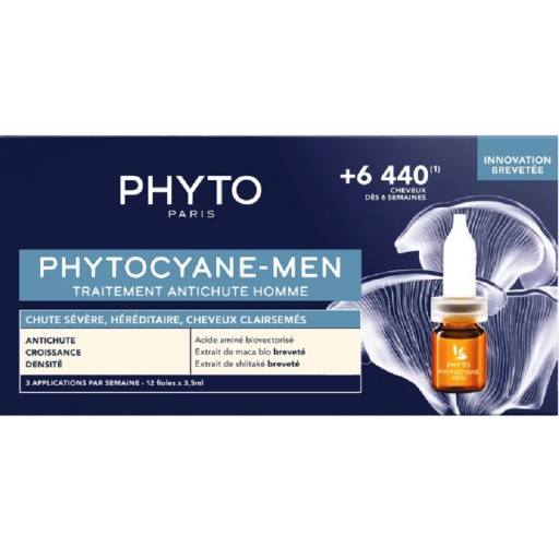 فيتوسيان لعلاج تساقط الشعر للرجال 12 قطعة × 3.5 مل Phytocyane Men Anti-Hair Loss Treatment 12 pcs x 3.5 ml