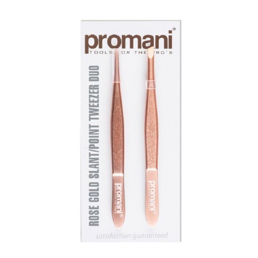 بروماني مجموعة من 2 ملقط بطرف مائل ومدبب متعدد الاستخدامات Promani Set of 2 Tweezers Oblique And Pointed Tip