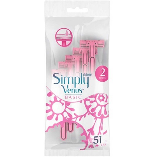 ماكينة حلاقة سيمبلي فينوس بيسيك بشفرتين 4 قطع Simply Venus Basic 2 Blades 4 PCS
