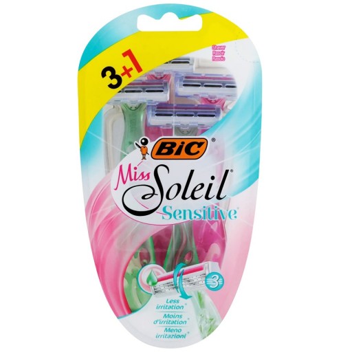 ماكينة حلاقة ثلاثية الشفرات للبشرة الحساسة 4 قطع Miss Soleil Sensitive Triple Blade Razors 4 PCS