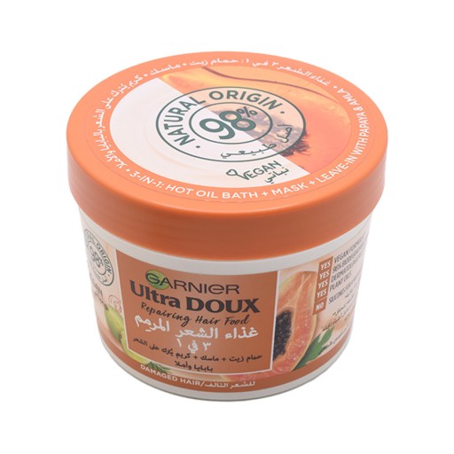كريم الشعر المرمم 3 في 1 بالبابايا 390 مل Ultra Doux Repairing Papaya 3 In 1 Hair Food 390 ml