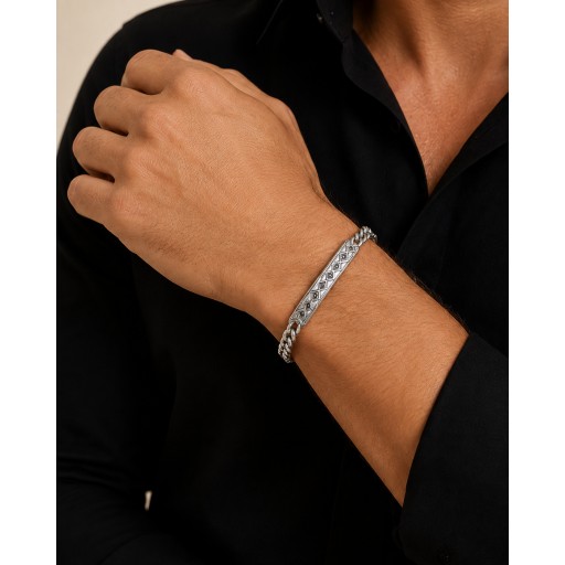 سوار رجالي من الفضة الايطاليه Men’s Bracelet in Italian 925 Sterling Silver.