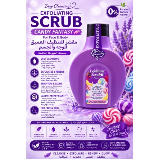 جل تقشير للوجه برائحة الحلوى 500 مل Candy Facial Scrub Gel 500ml