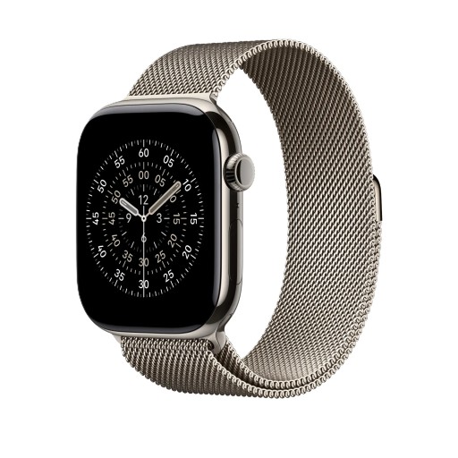 أبل ووتش حلقة ميلانيز مقاس 46 مم باللون التيتانيوم الطبيعي - مقاس S/M Apple Watch 46mm Natural Milanese Loop - S/M