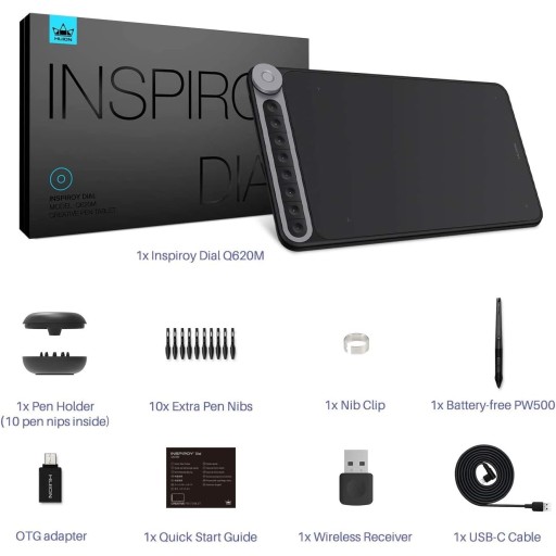 لوح الرسم الرقمي هويون إنسبيروي دايل Q620M HUION Inspiroy Dial Q620M Pen Tablet