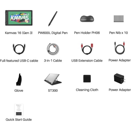 شاشة رسم هويون كامفاس 16 الجيل الثالث – GS1563 HUION Kamvas 16 (Gen 3) Pen Display (GS1563)