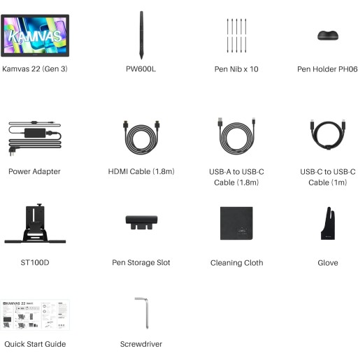 شاشة رسم هويون كامفاس 22 الجيل الثالث – GS2203 HUION Kamvas 22 (Gen 3) Pen Display (GS2203)