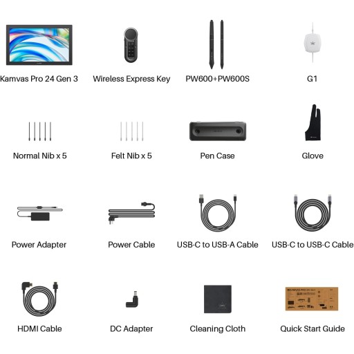شاشة رسم هويون كامفاس برو 24 الجيل الثالث – GT2402 HUION Kamvas Pro 24 (Gen 3) Pen Display (GT2402)
