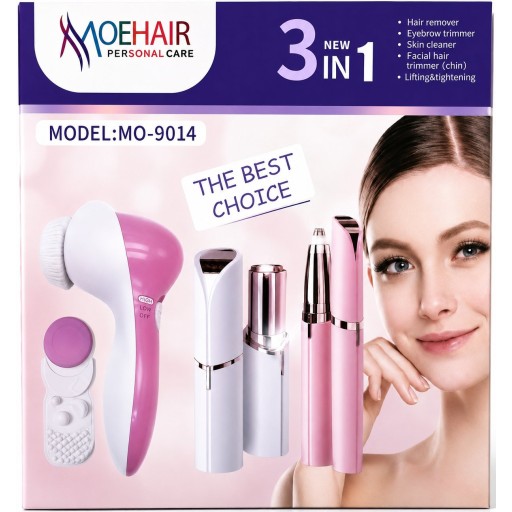 جهاز العناية الشخصية 3 في 1 من موهير - موديل MO-9014 لتنظيف البشرة وإزالة الشعر Moehair 3-in-1 Personal Care Device - Model MO-9014 for Skin Cleaning and Hair Removal