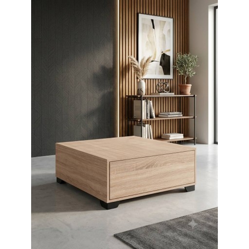 طاولة مودرن بمجرات مخفية Modern Wooden Coffee Table with Push-to-Open Drawers