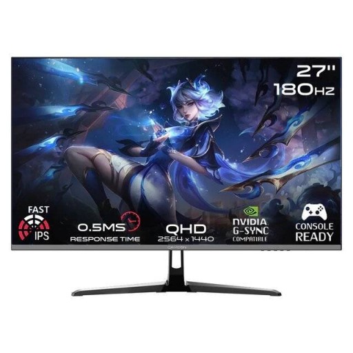شاشة GameOn GOMD27QHD مقاس 27 بوصة بتقنية IPS ودقة 2K ومعدل تحديث 180 هرتز وزمن استجابة 0.5 مللي ثانية Display screen