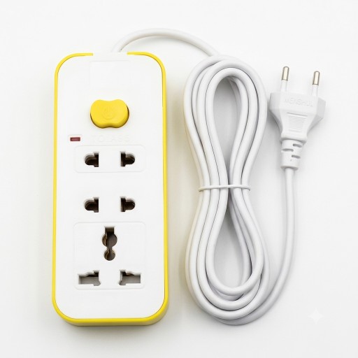 سيار كهربائي صغير اقتصادي ثلاثة منافذ متر ونصف Compact, economical 3-outlet electric power strip (1.5 meters)