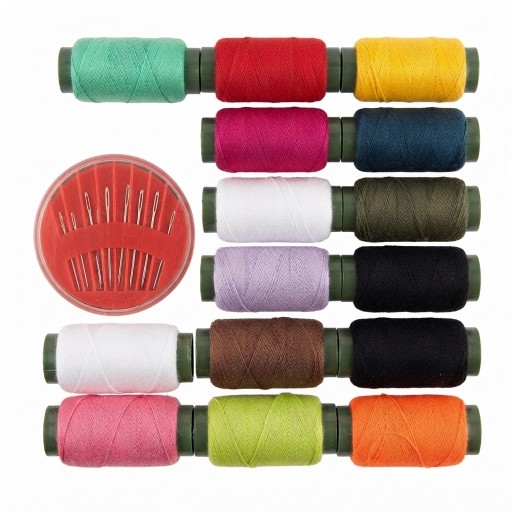 طقم خياطة متكامل 15 بكرة 8 إبر Complete sewing kit: 15 spools, 8 needles
