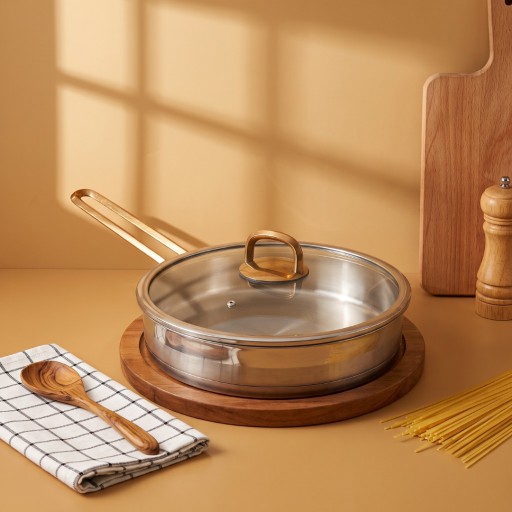 مقلاة لايف سمايل مسكات ذهبي Life Smile Frying Pan With Golden Handles