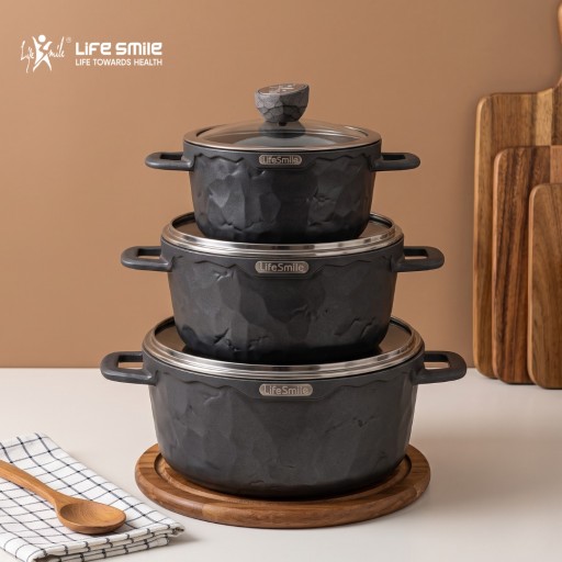سيت قدر لايف سمايل السلسلة الحجرية Granite Pots Set By Life Smile