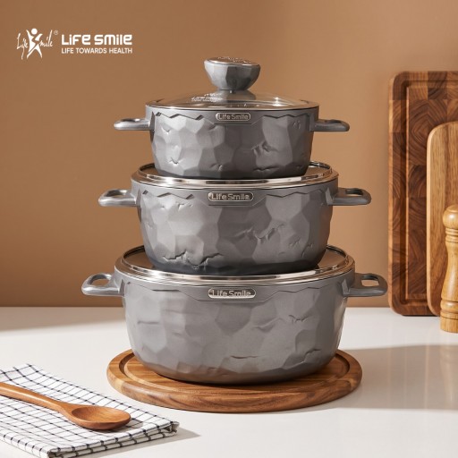سيت قدر لايف سمايل السلسلة الحجرية Granite Pots Set By Life Smile
