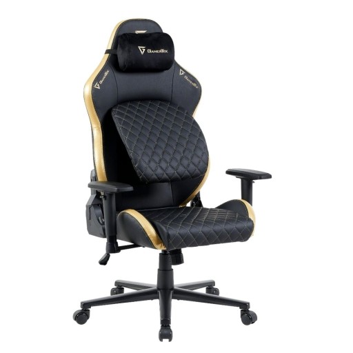 كرسي قيمنق احترافي باللون الأسود والذهبي الفاخر موديل Valor من GamerTek GamerTek Valor Gaming Chair (Black/Gold Edition)