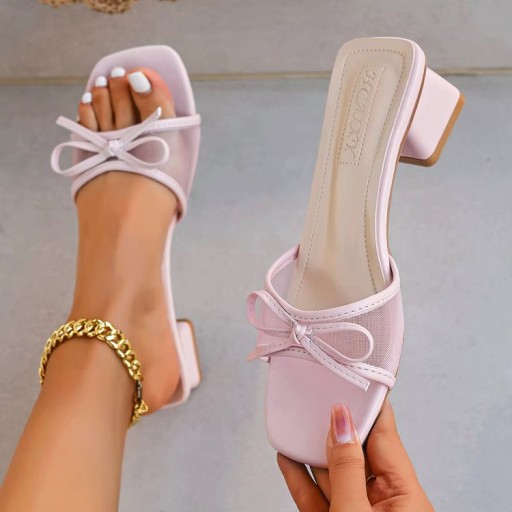 صندل نسائي كعب عريض pink sandal