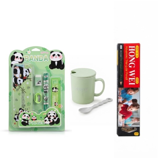 طقم القرطاسية وأقلام HONG WEI وكوب الأرنب HONG WEI Stationery and Pen Set with Rabbit Mug