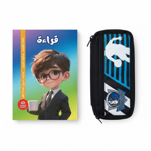 كتاب قراءة ومحفظة رياضية مدرسية مميزة A distinctive reading book and school sports bag.