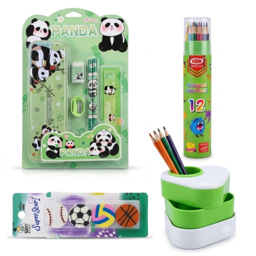 قرطاسية مدرسية متكاملة بتصميم أنيق Comprehensive school stationery with an elegant design.