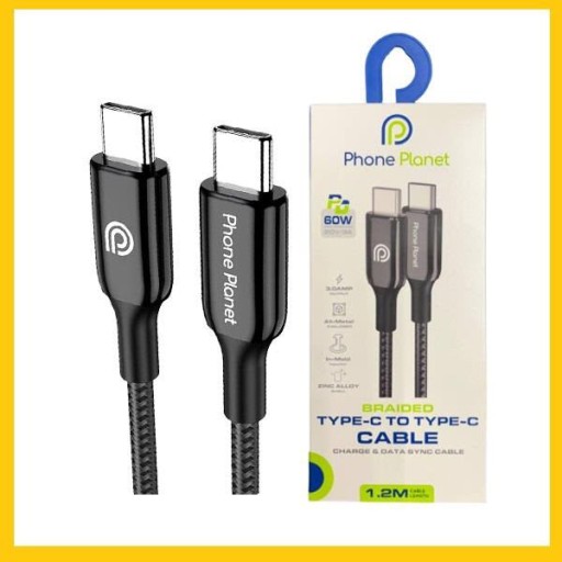كيبل فون بلانت Type-C إلى Type-C بطول 1.2 متر Phone Planet Braided Type-C to Type-C Cable 1.2M