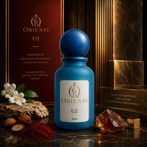 عطر Orienti U2 إكستريت للجنسين – تركيبة يدوية فاخرة مستوحاة من Baccarat Rouge 540 Extrait Orienti U2 Extrait Unisex Perfume – Handcrafted Luxury Inspired by Baccarat Rouge 540 Extrait