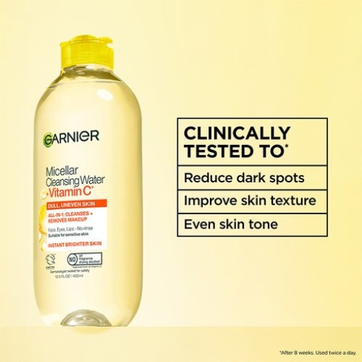 غسول ميسيلار غارنييه سكين أكتيف مع فيتامين سي - 400 مل Garnier SkinActive All-in-1 Micellar Cleansing Water with Vitamin C - 400ml