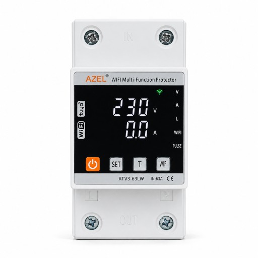 جوزة حماية ذكية Wi‑Fi من AZEL متعددة الوظائف – 63 أمبير AZEL WiFi Multi\-Function Smart Protector ATV3\-63LW – 63A