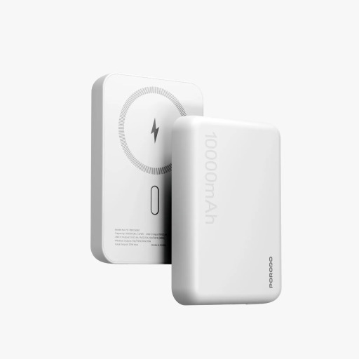 باور بانك بورودو لاسلكي ماج سيف 10000 مللي أمبير 15 واط - أبيض Porodo 10000mAh MagSafe Wireless Power Bank 15W - White